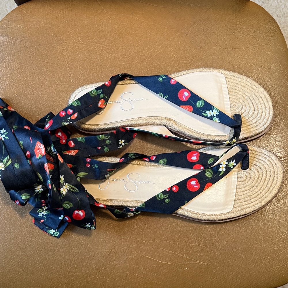 Jessica Simpson Navy Floral Espadrille Sandals
